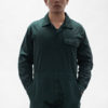 dark green industrial uniform wore by man