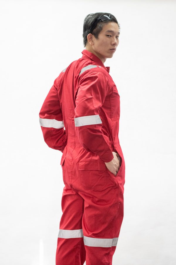red uniform side look with man glaring
